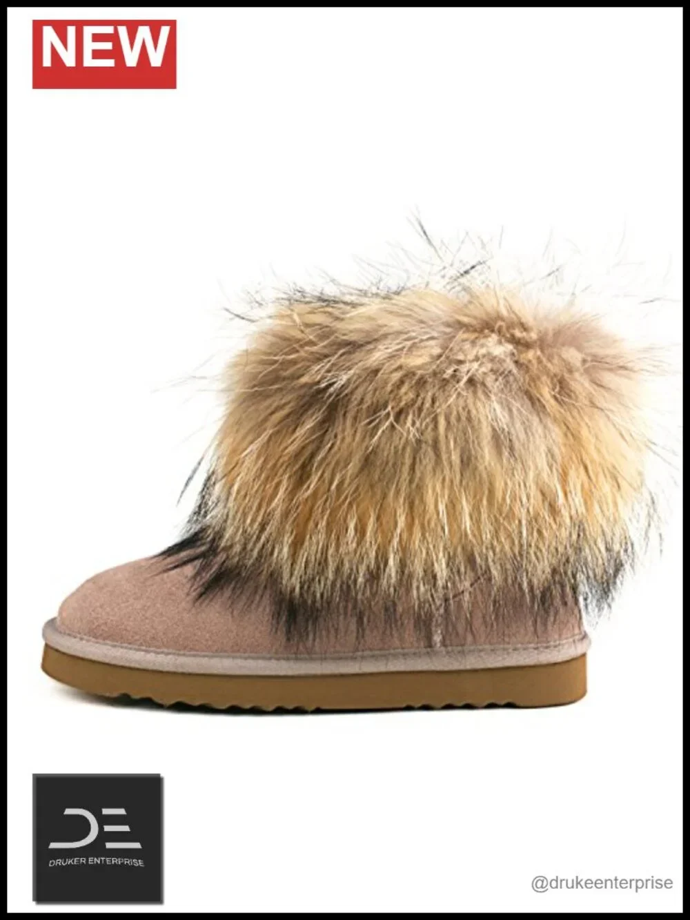 Genuine Suede Waterproof Winter Fur Ankle Boots Women Fluffy Snow Boots